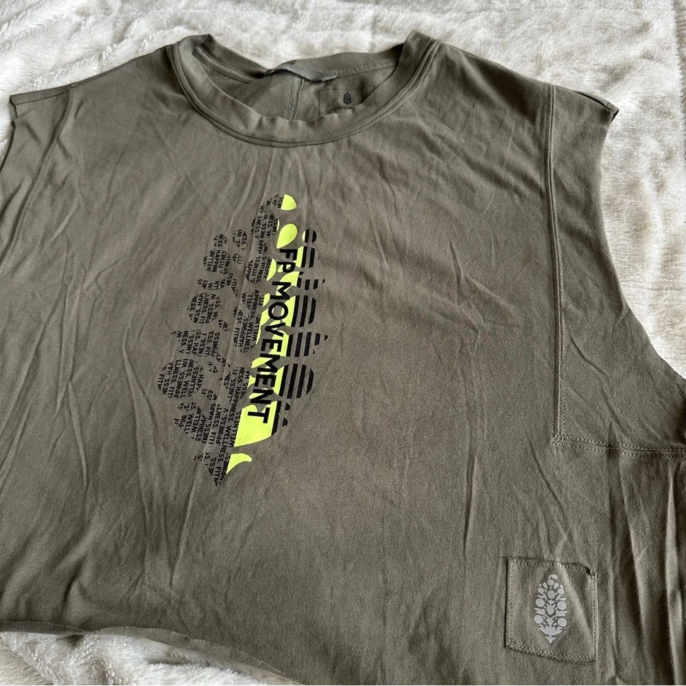 NWOT Free People Inspire Logo Tank in sage stone combo buti, S - Picture 7 of 11